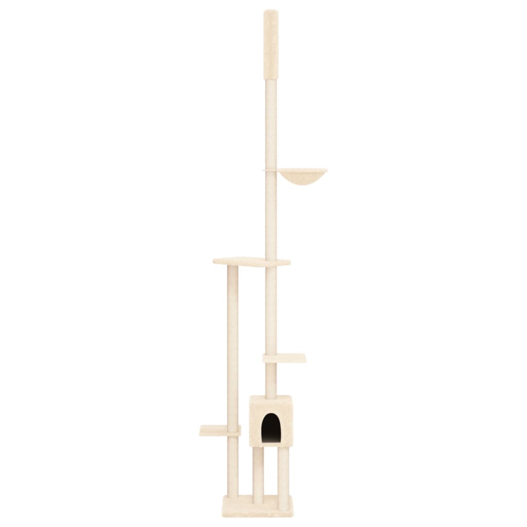 vidaXL Floor to Ceiling Cat Tree Cream 258.5-284.5 cm