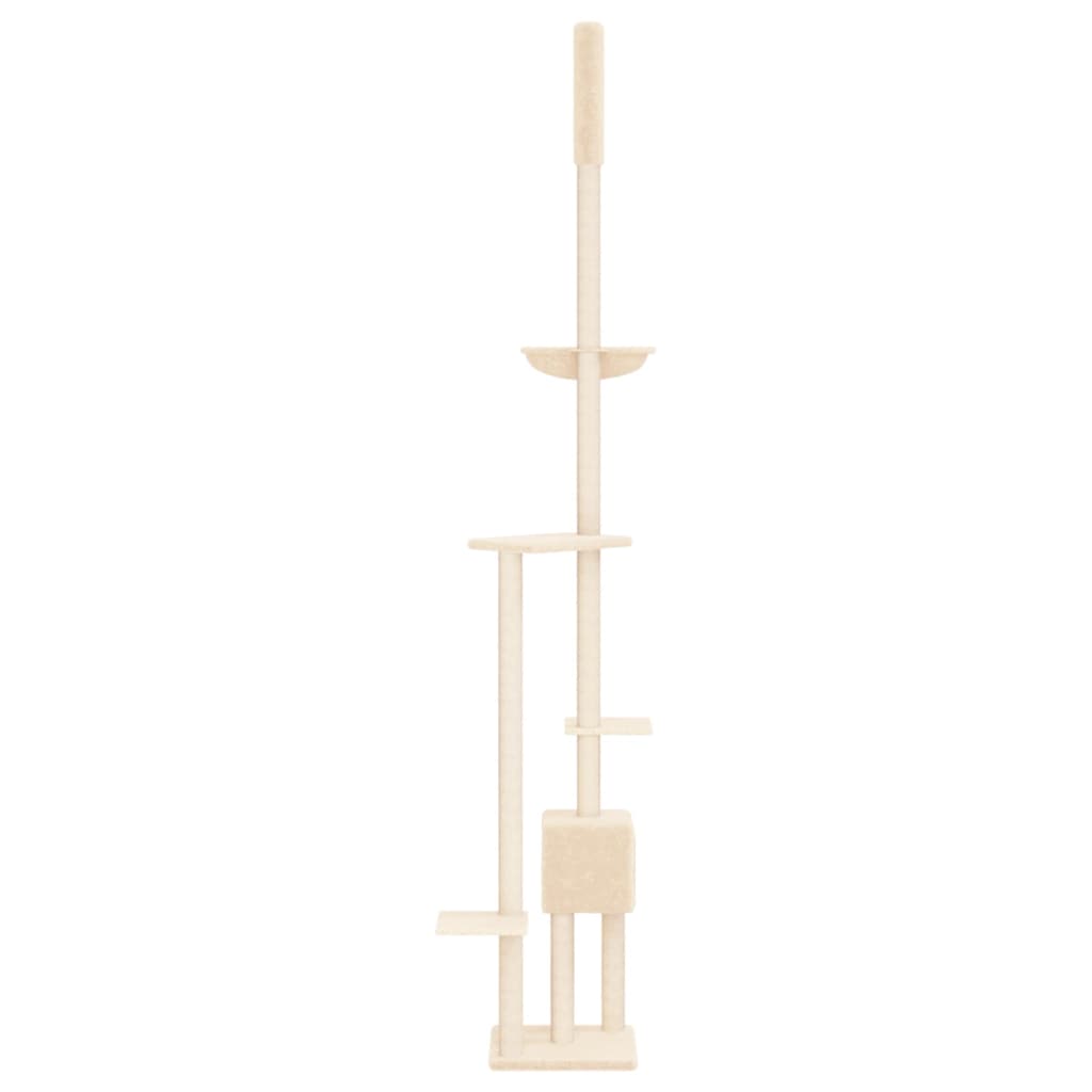 vidaXL Floor to Ceiling Cat Tree Cream 258.5-284.5 cm