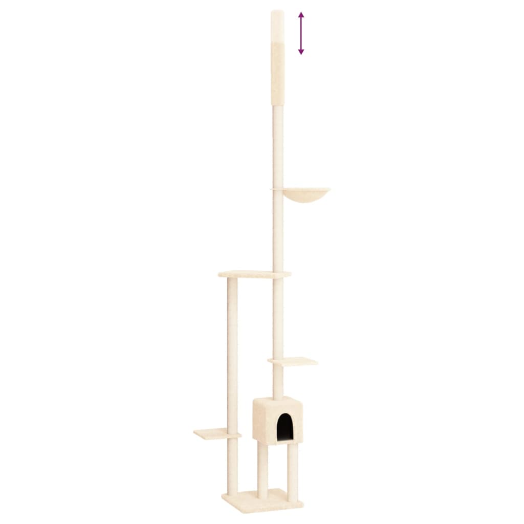 vidaXL Floor to Ceiling Cat Tree Cream 258.5-284.5 cm