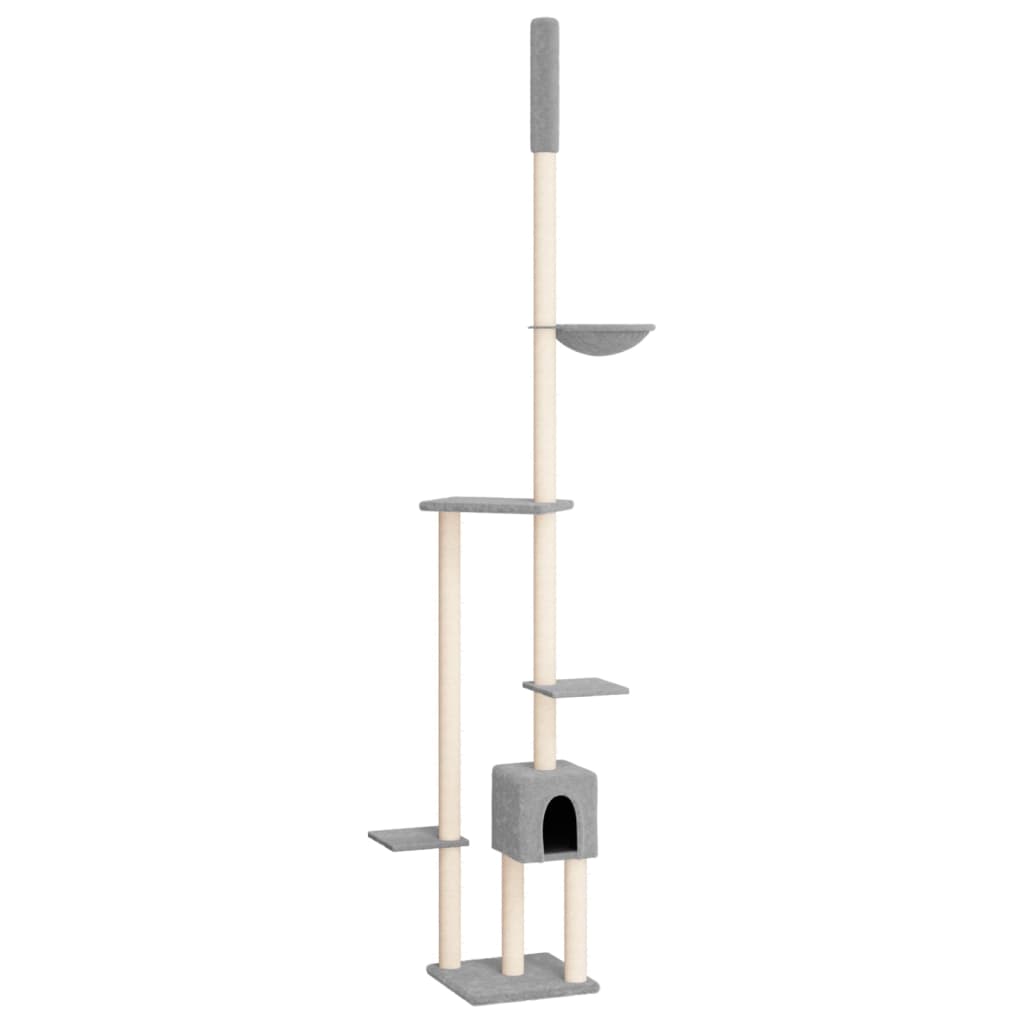 vidaXL Floor to Ceiling Cat Tree Light Grey 258.5-284.5 cm