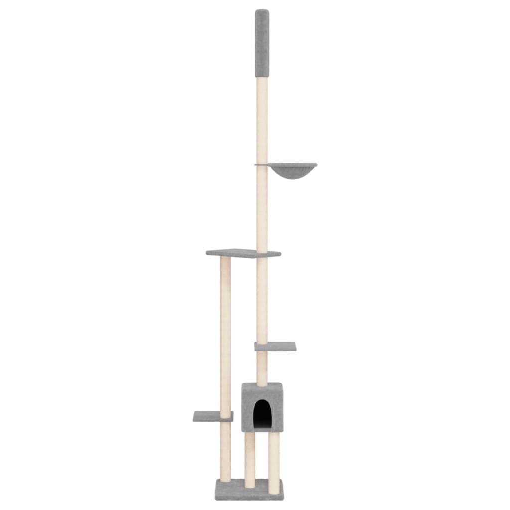 vidaXL Floor to Ceiling Cat Tree Light Grey 258.5-284.5 cm