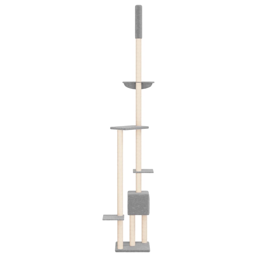 vidaXL Floor to Ceiling Cat Tree Light Grey 258.5-284.5 cm