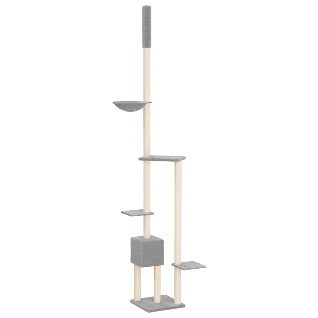 vidaXL Floor to Ceiling Cat Tree Light Grey 258.5-284.5 cm