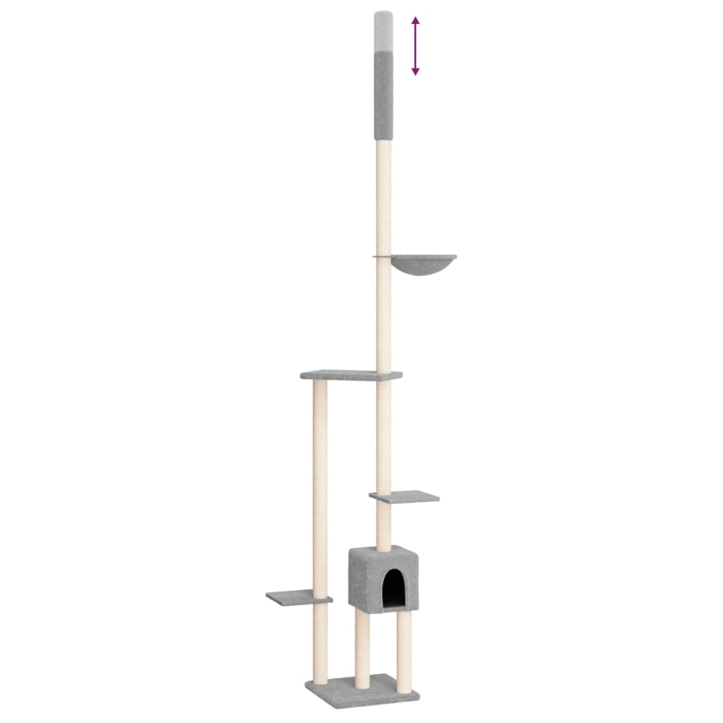 vidaXL Floor to Ceiling Cat Tree Light Grey 258.5-284.5 cm