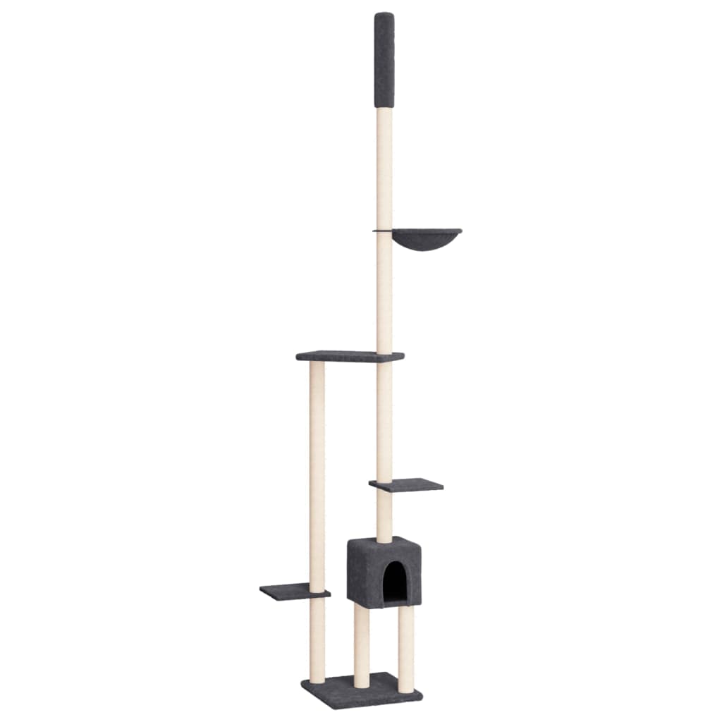 vidaXL Floor to Ceiling Cat Tree Dark Grey 258.5-284.5 cm