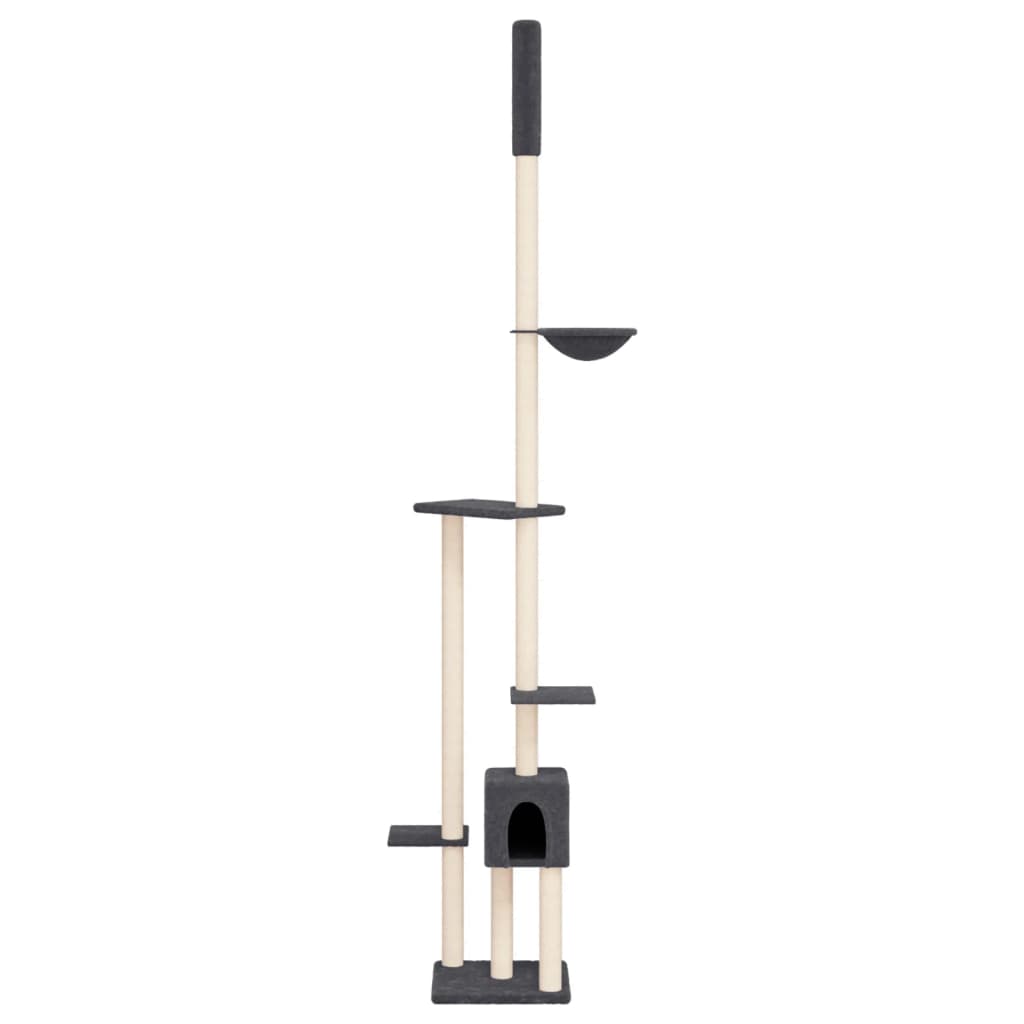 vidaXL Floor to Ceiling Cat Tree Dark Grey 258.5-284.5 cm