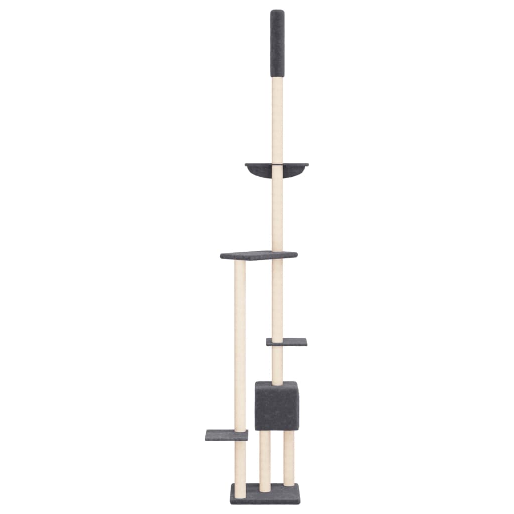 vidaXL Floor to Ceiling Cat Tree Dark Grey 258.5-284.5 cm