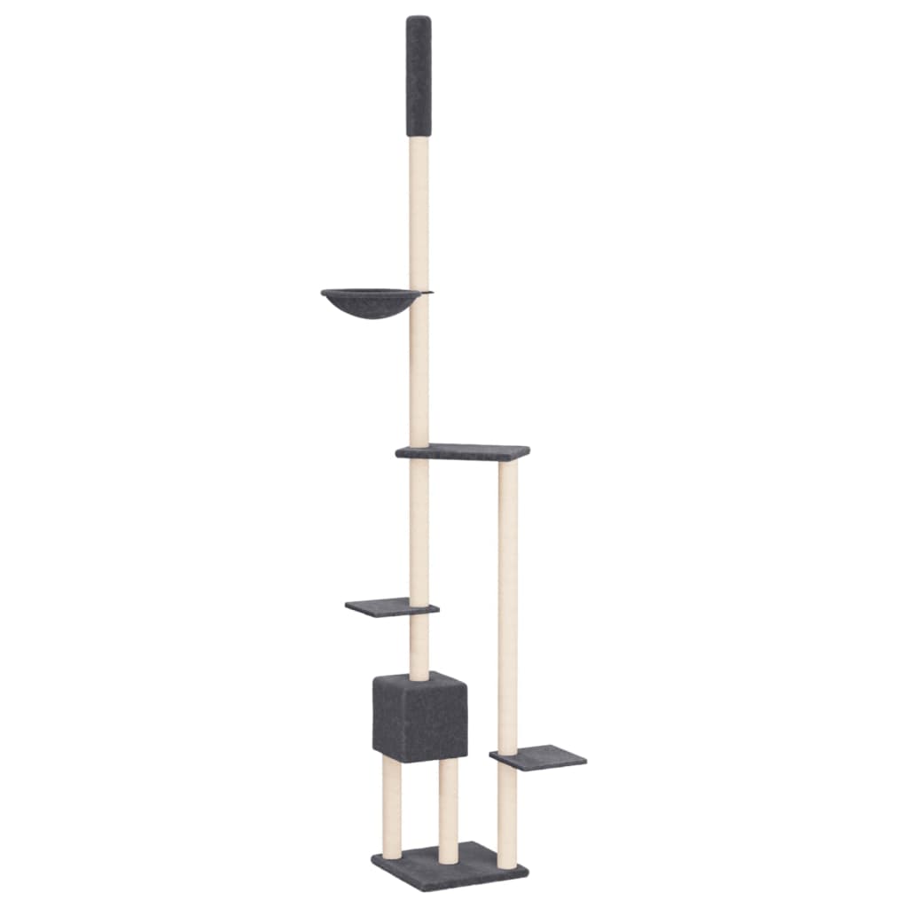 vidaXL Floor to Ceiling Cat Tree Dark Grey 258.5-284.5 cm