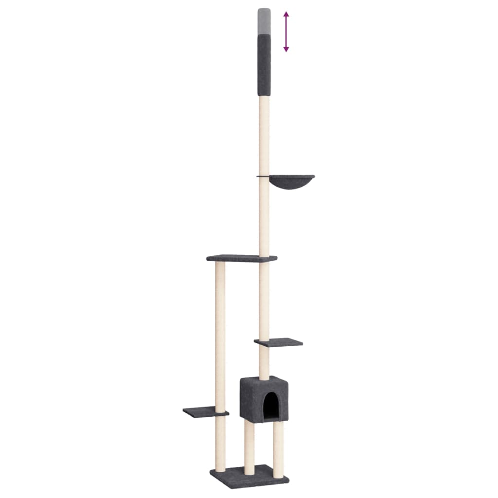 vidaXL Floor to Ceiling Cat Tree Dark Grey 258.5-284.5 cm