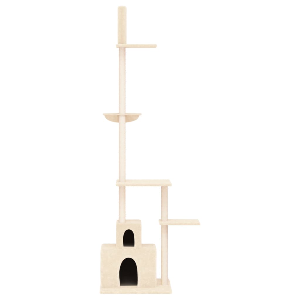 vidaXL Floor to Ceiling Cat Tree Cream 250.5-276.5 cm