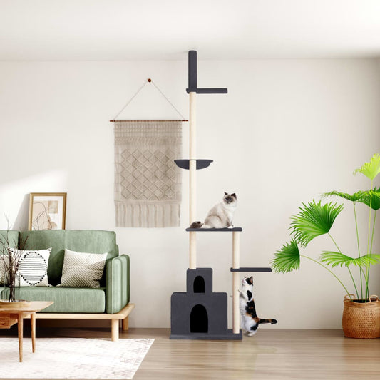 vidaXL Floor to Ceiling Cat Tree Dark Grey 250.5-276.5 cm