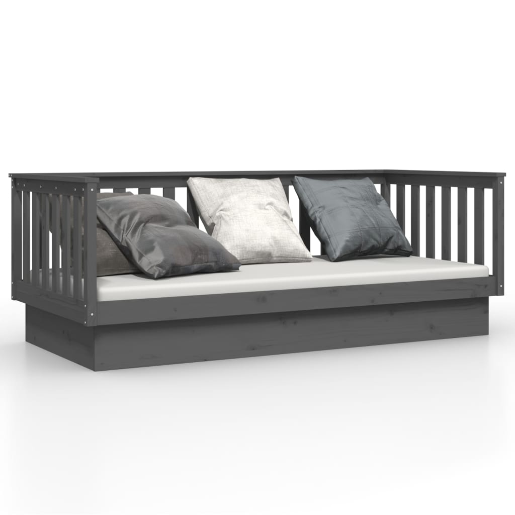 vidaXL Day Bed without Mattress Grey 100x200 cm Solid Wood Pine