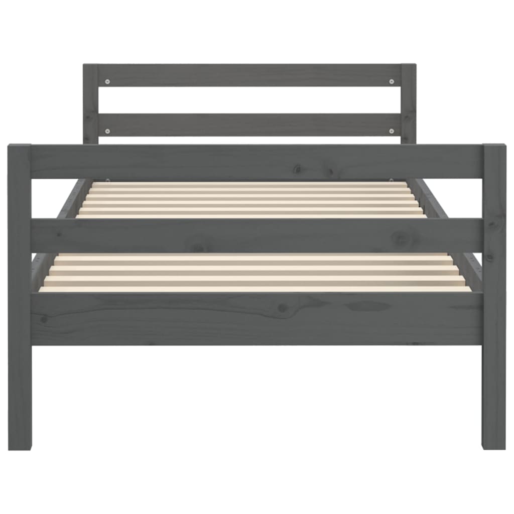 vidaXL Bed Frame without Mattress Grey 90x200 cm Solid Wood Pine