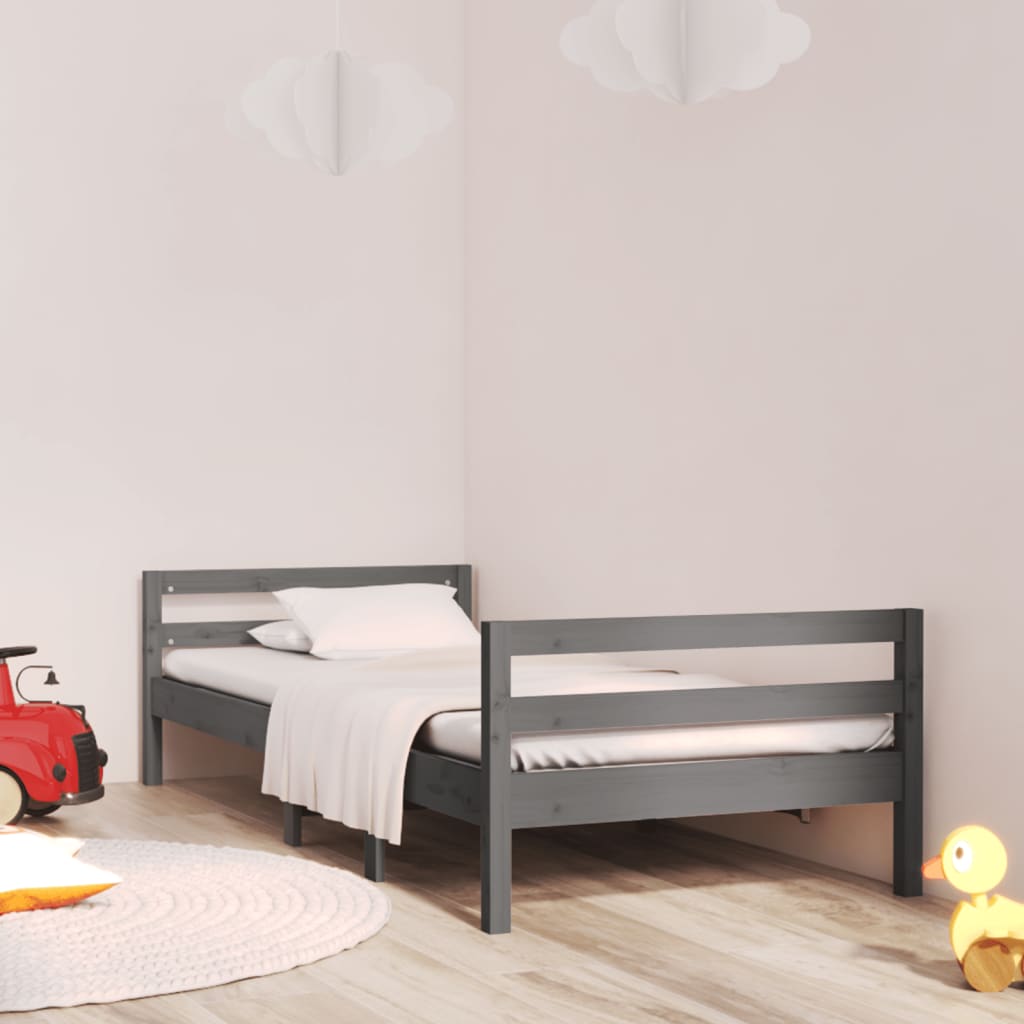 vidaXL Bed Frame without Mattress Grey 90x200 cm Solid Wood Pine