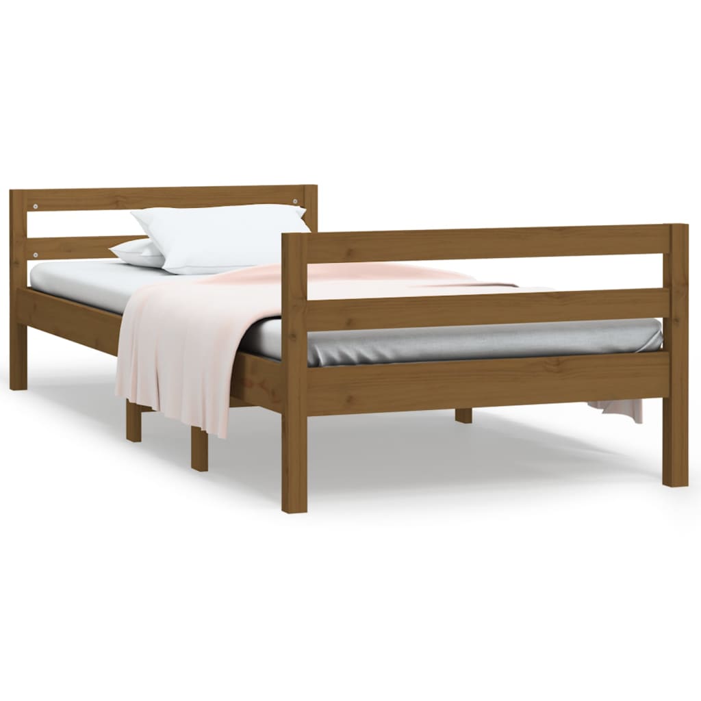 vidaXL Bed Frame without Mattress Honey Brown 90x190 cm Single Solid Wood Pine