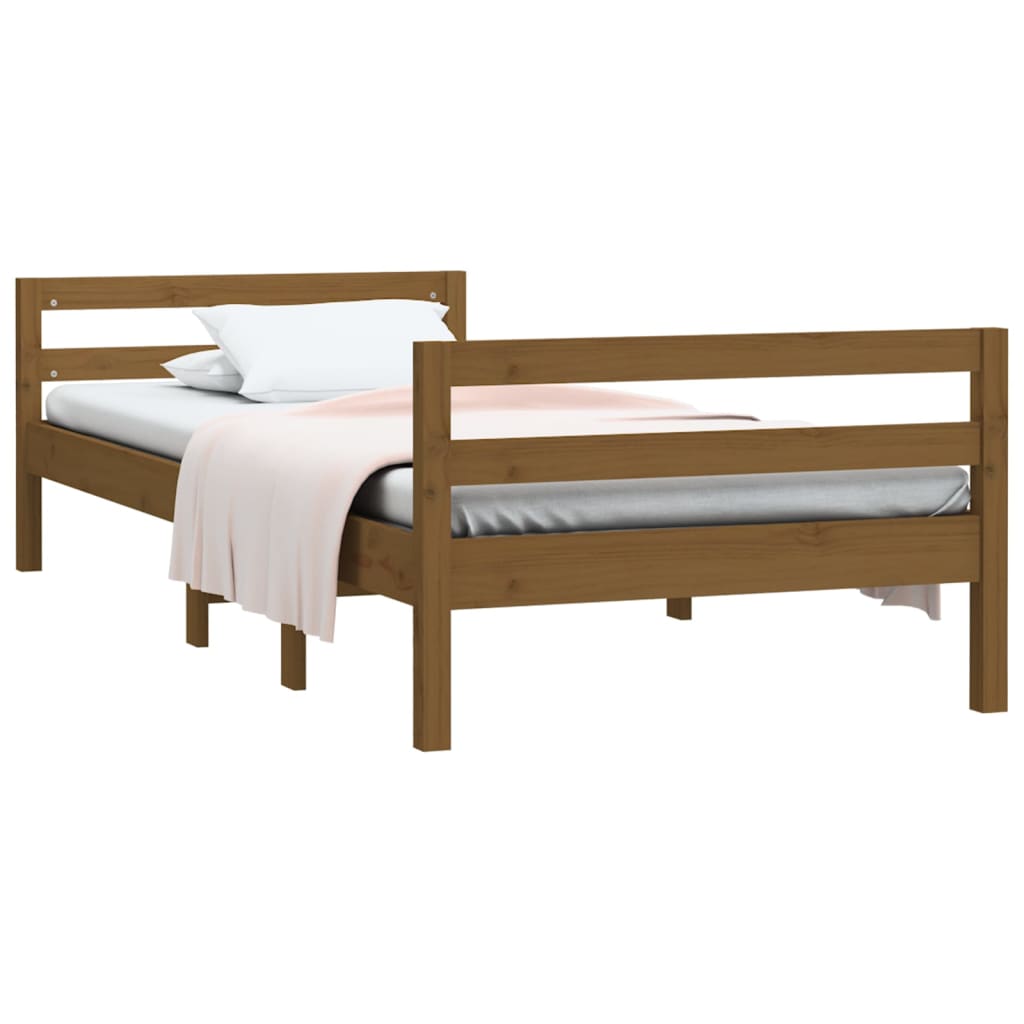 vidaXL Bed Frame without Mattress Honey Brown 90x190 cm Single Solid Wood Pine