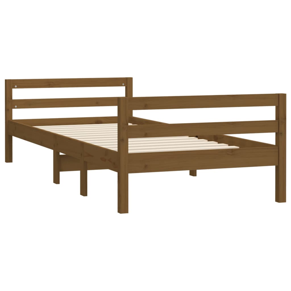 vidaXL Bed Frame without Mattress Honey Brown 90x190 cm Single Solid Wood Pine