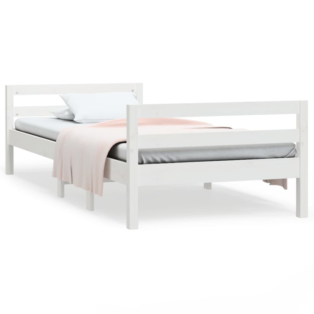 Bed Frame without Mattress White 75x190 cm Small Single Solid Wood Pine
