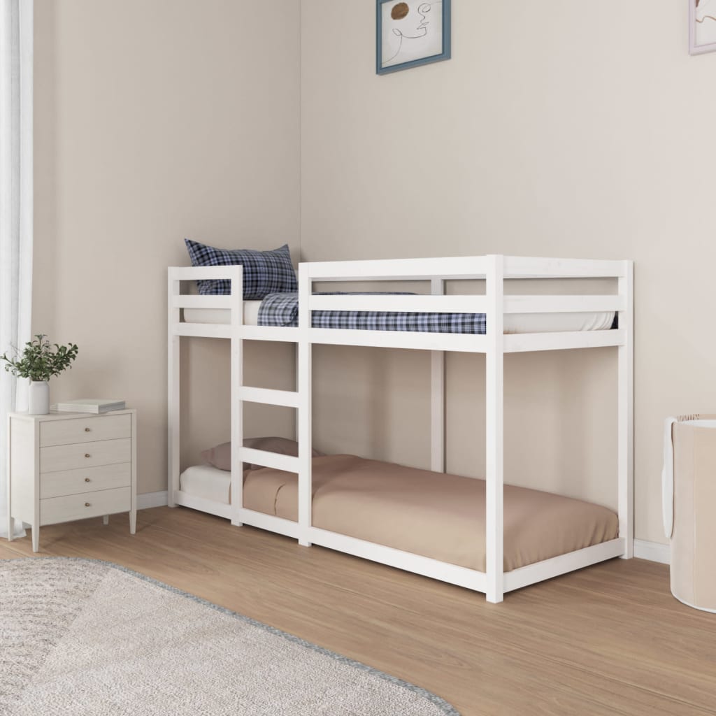 vidaXL Bunk Bed without Mattress White 75x190 cm Small Single Solid Wood Pine