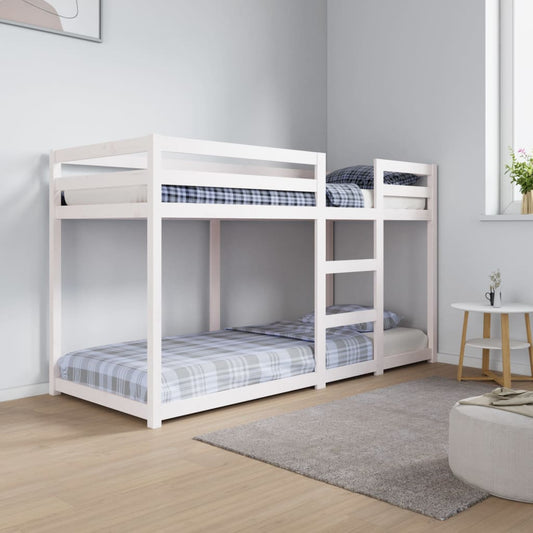 vidaXL Bunk Bed without Mattress White 75x190 cm Small Single Solid Wood Pine