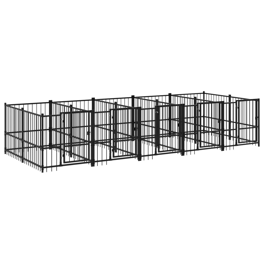 vidaXL Outdoor Dog Kennel Steel 9.38 m²