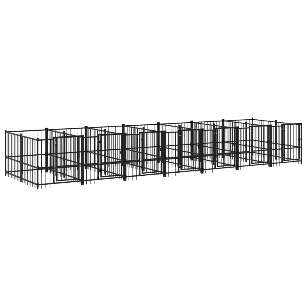 vidaXL Outdoor Dog Kennel Steel 13.14 m²