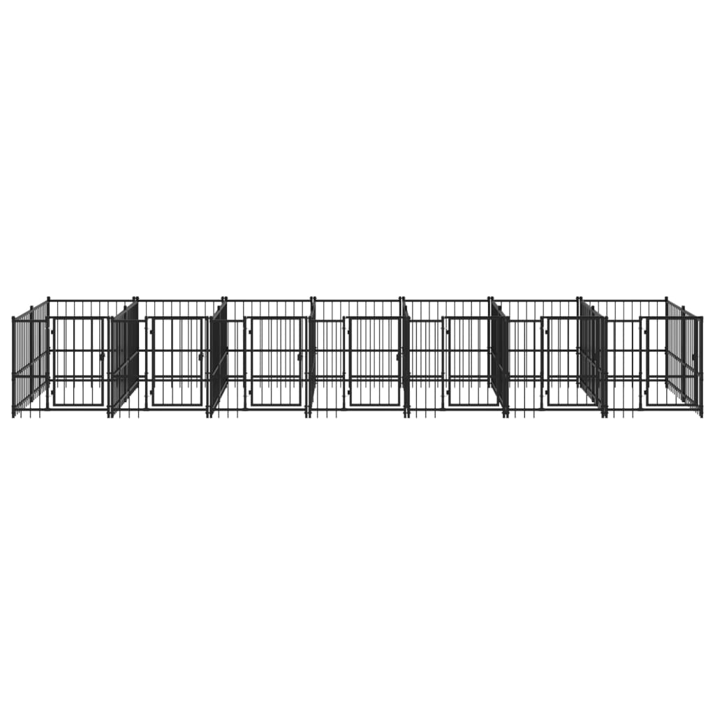 vidaXL Outdoor Dog Kennel Steel 13.14 m²