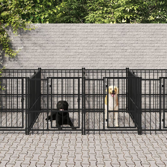 vidaXL Outdoor Dog Kennel Steel 13.14 m²