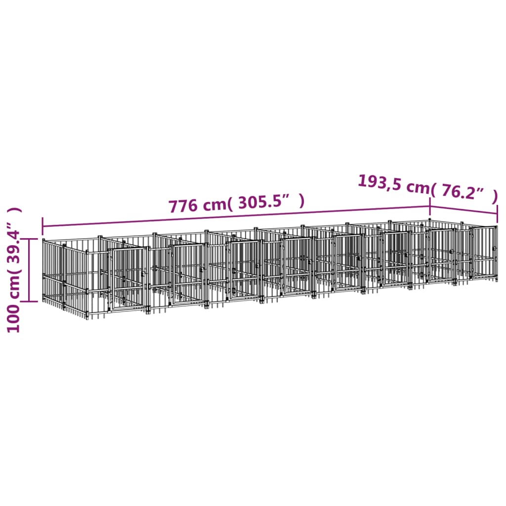 Outdoor Dog Kennel Steel 15.02 m²