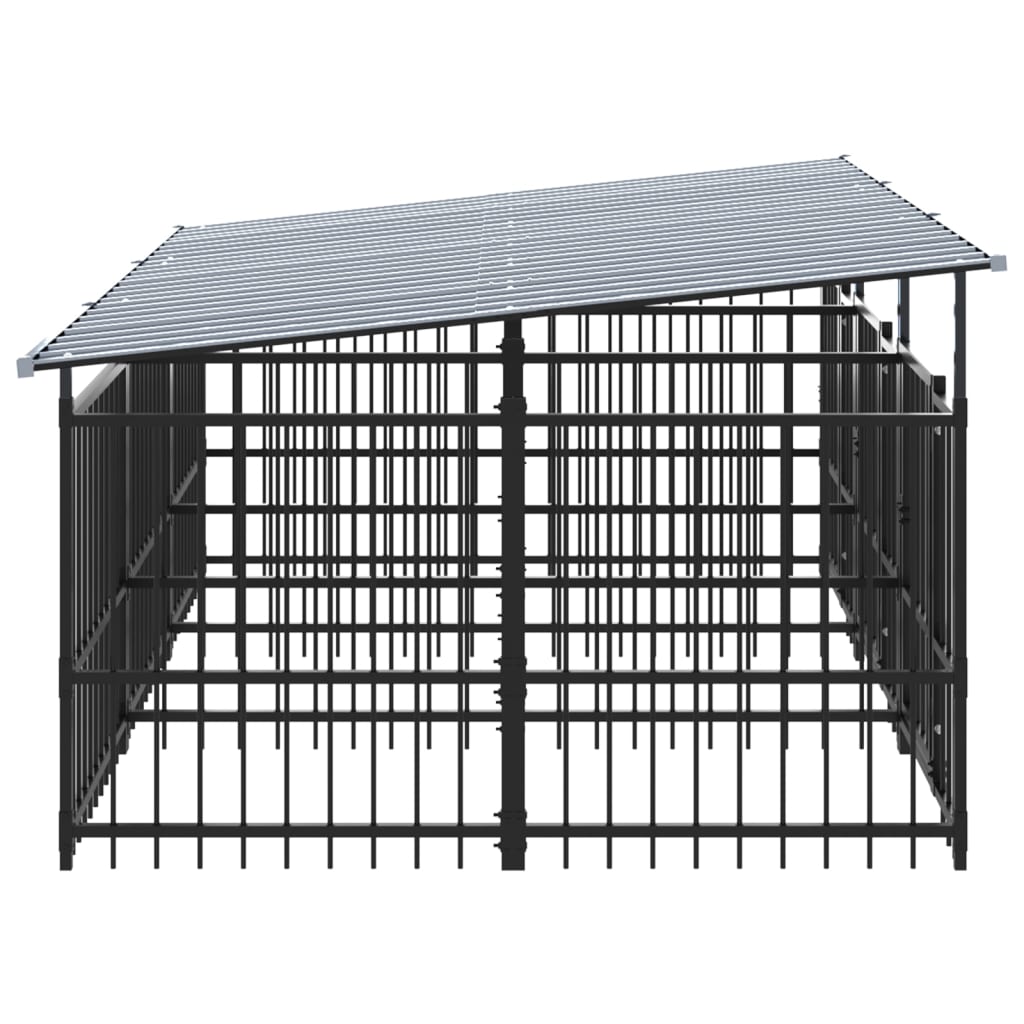 vidaXL Outdoor Dog Kennel with Roof Steel 5.63 m²