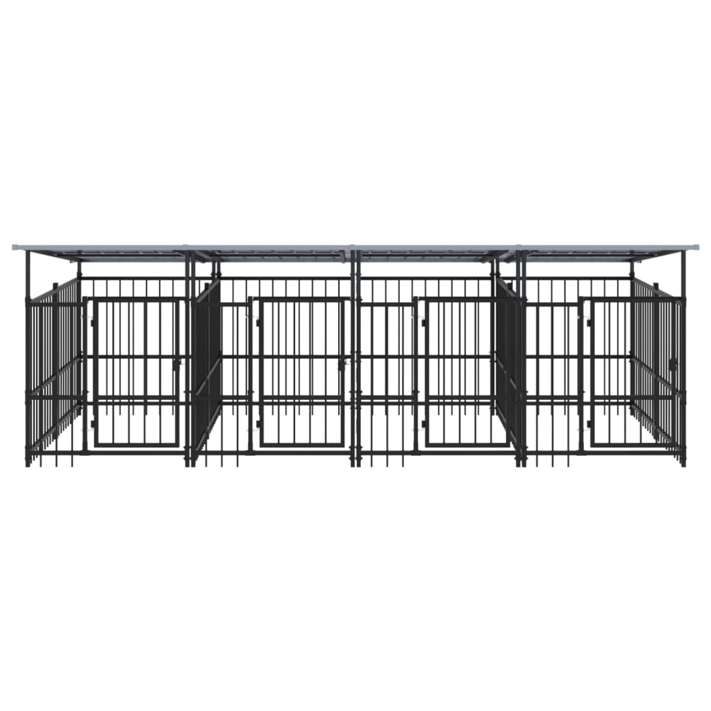 vidaXL Outdoor Dog Kennel with Roof Steel 7.51 m²