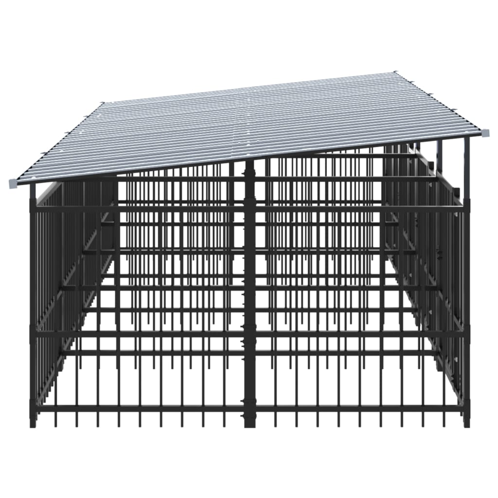 vidaXL Outdoor Dog Kennel with Roof Steel 7.51 m²