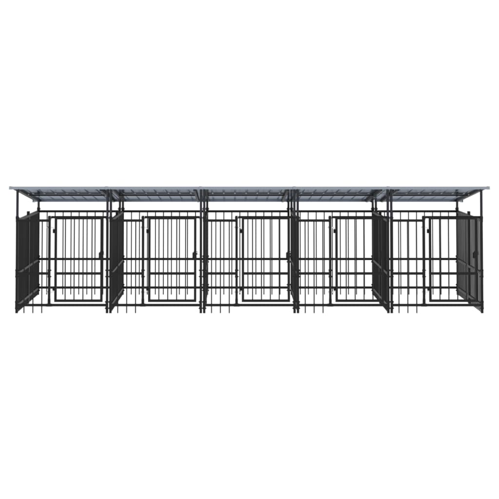 vidaXL Outdoor Dog Kennel with Roof Steel 9.38 m²