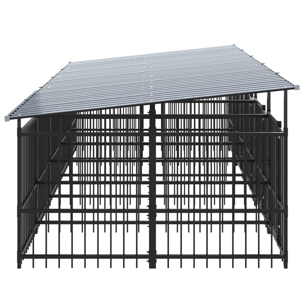 vidaXL Outdoor Dog Kennel with Roof Steel 9.38 m²