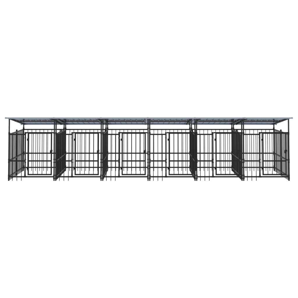 vidaXL Outdoor Dog Kennel with Roof Steel 11.26 m²