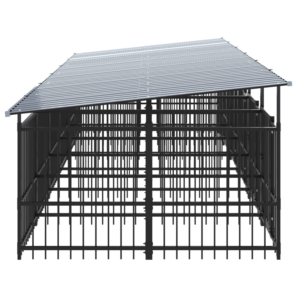 vidaXL Outdoor Dog Kennel with Roof Steel 11.26 m²