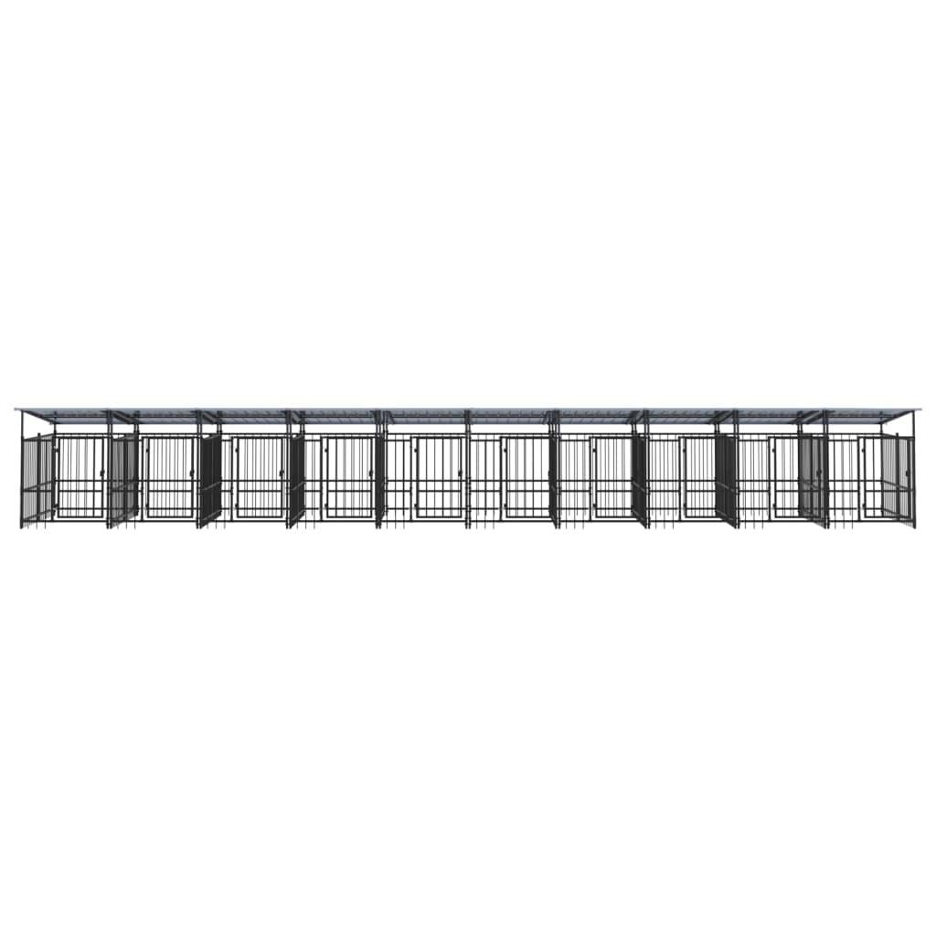 vidaXL Outdoor Dog Kennel with Roof Steel 18.77 m²