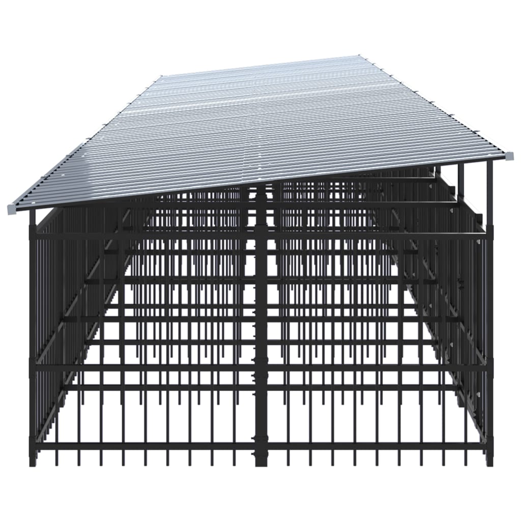 vidaXL Outdoor Dog Kennel with Roof Steel 18.77 m²