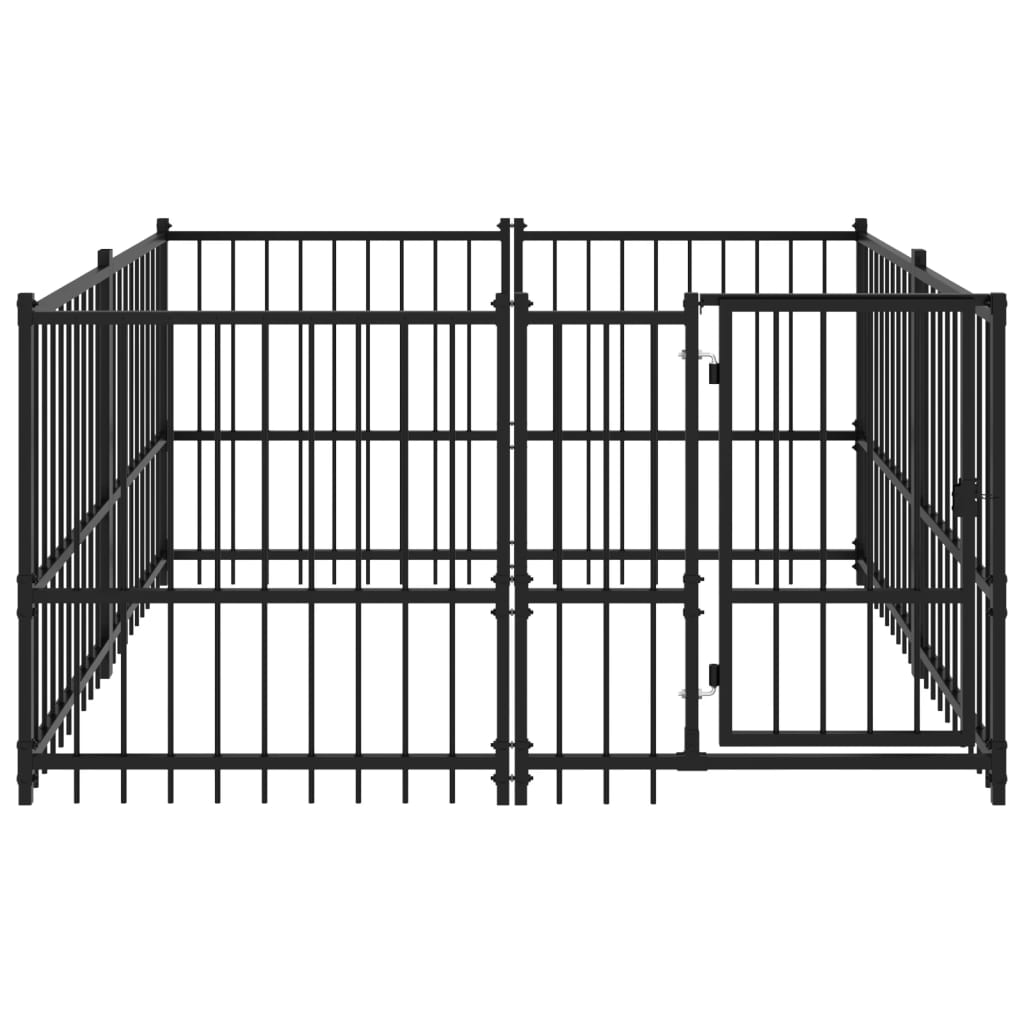 vidaXL Outdoor Dog Kennel Steel 3.75 m²