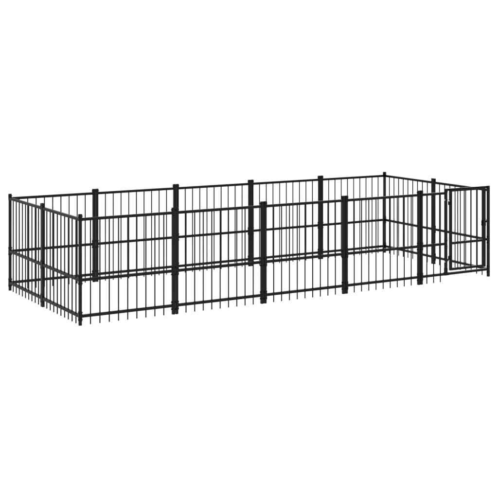 vidaXL Outdoor Dog Kennel Steel 9.38 m²