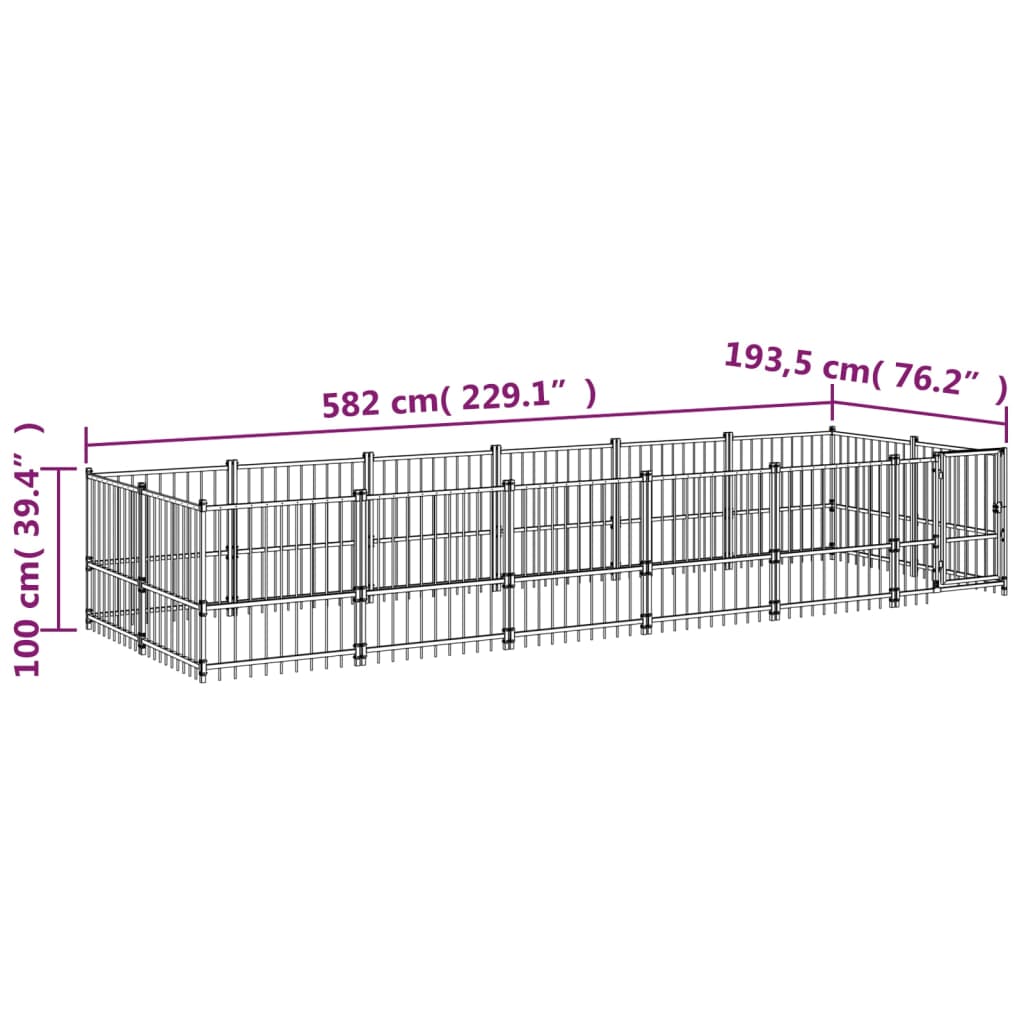 Outdoor Dog Kennel Steel 11.26 m²