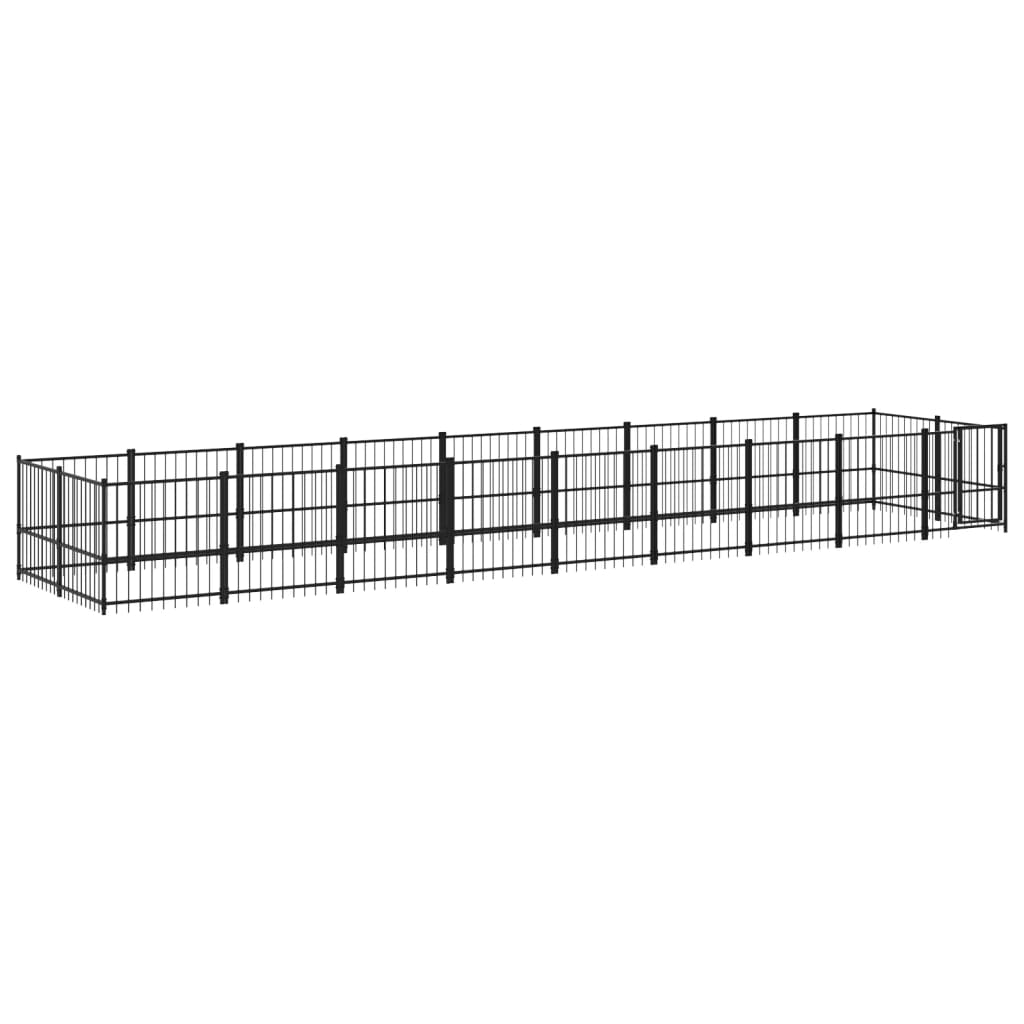 vidaXL Outdoor Dog Kennel Steel 16.89 m²