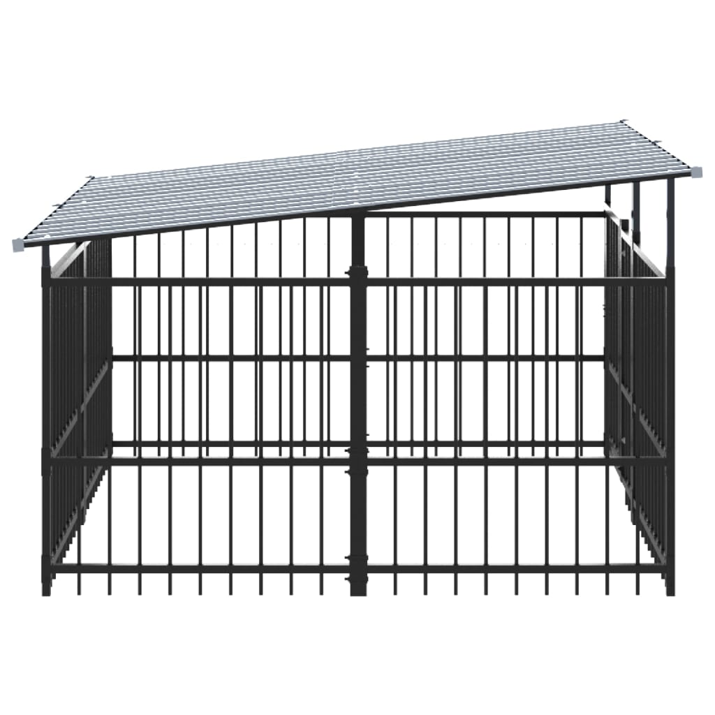 vidaXL Outdoor Dog Kennel with Roof Steel 3.75 m²