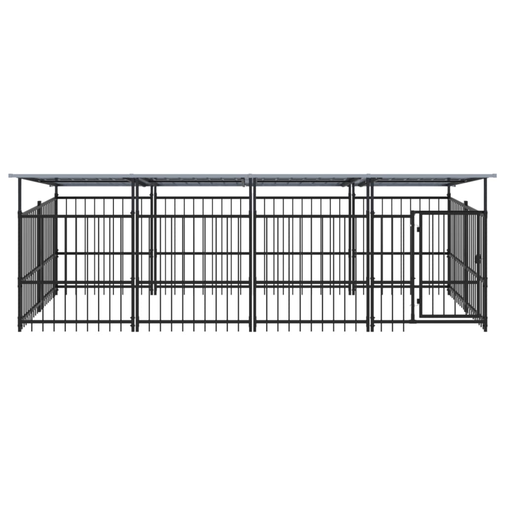 vidaXL Outdoor Dog Kennel with Roof Steel 7.51 m²