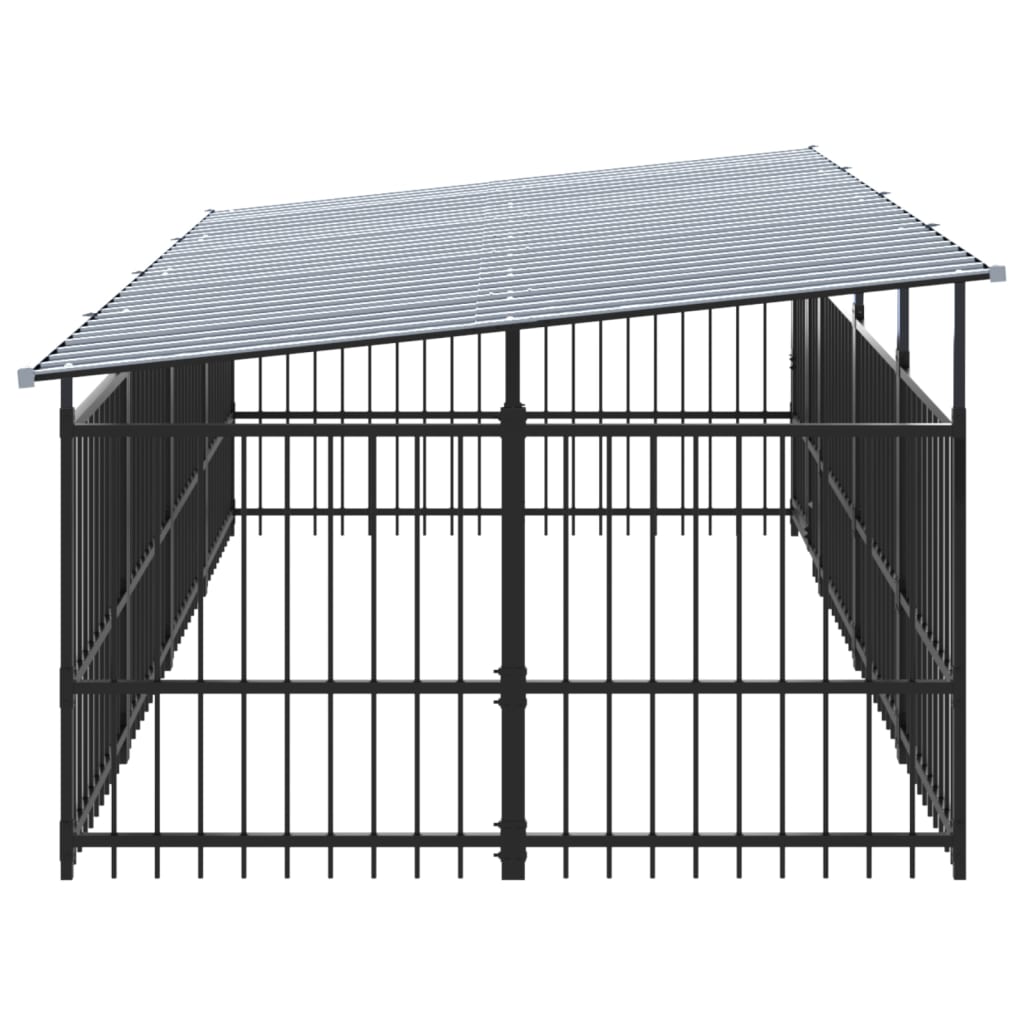 vidaXL Outdoor Dog Kennel with Roof Steel 7.51 m²