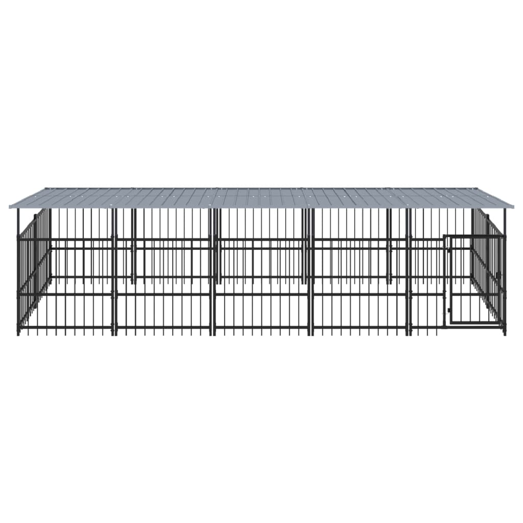 vidaXL Outdoor Dog Kennel with Roof Steel 9.38 m²