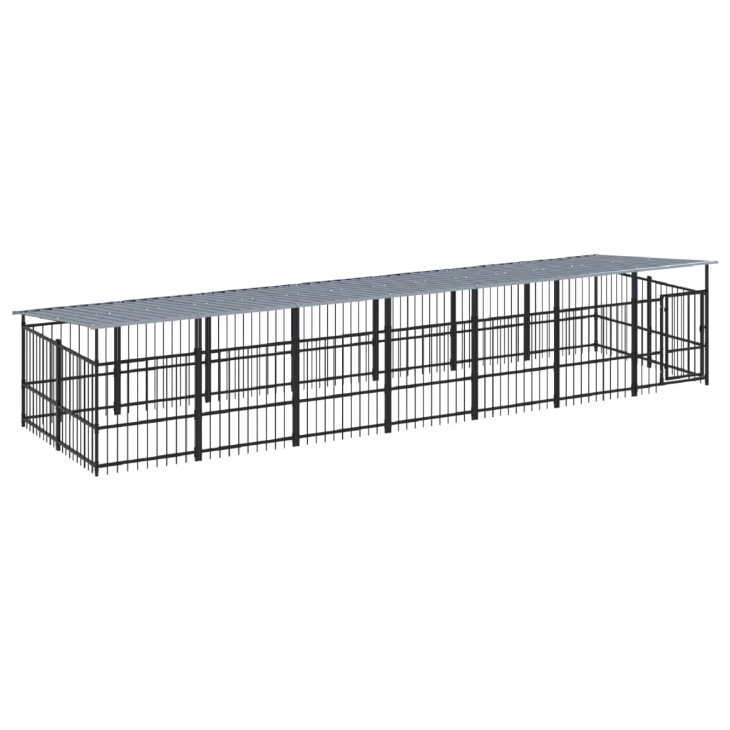 vidaXL Outdoor Dog Kennel with Roof Steel 13.14 m²