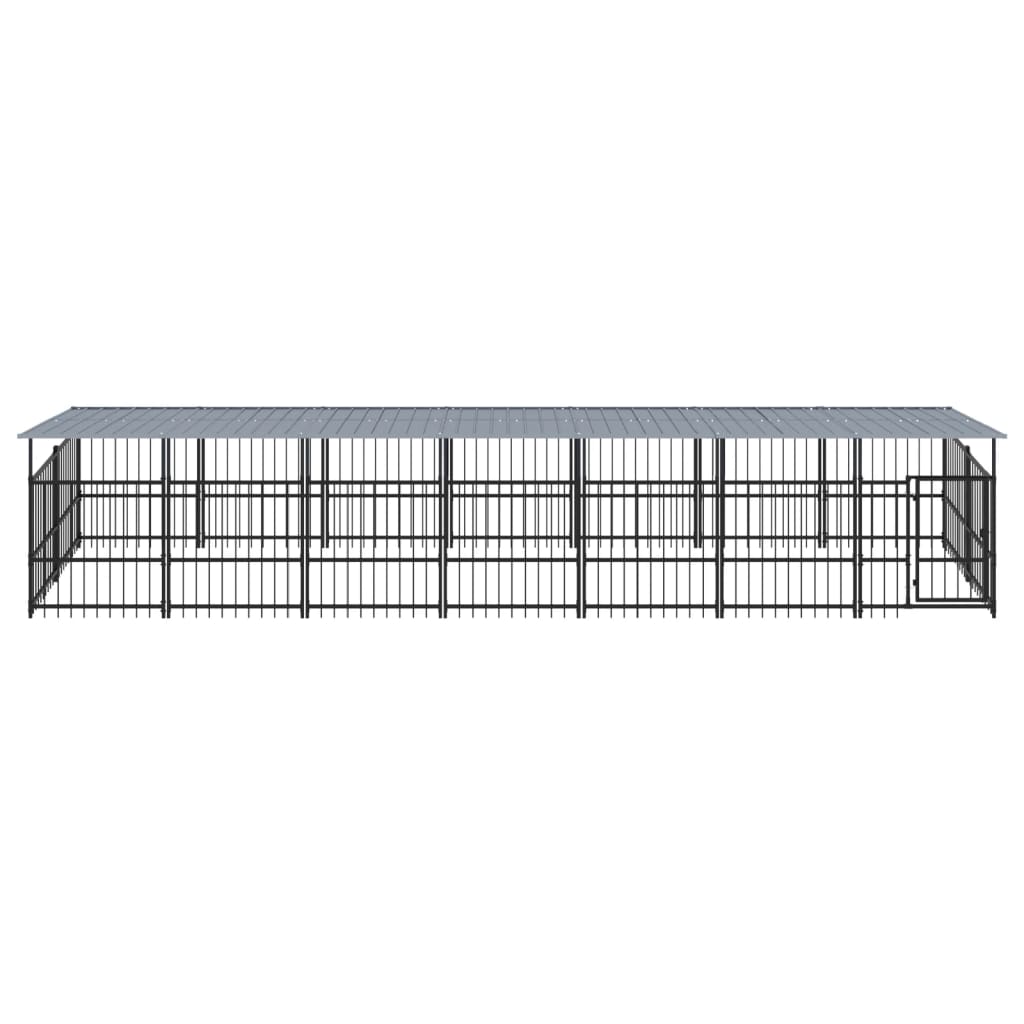 vidaXL Outdoor Dog Kennel with Roof Steel 13.14 m²