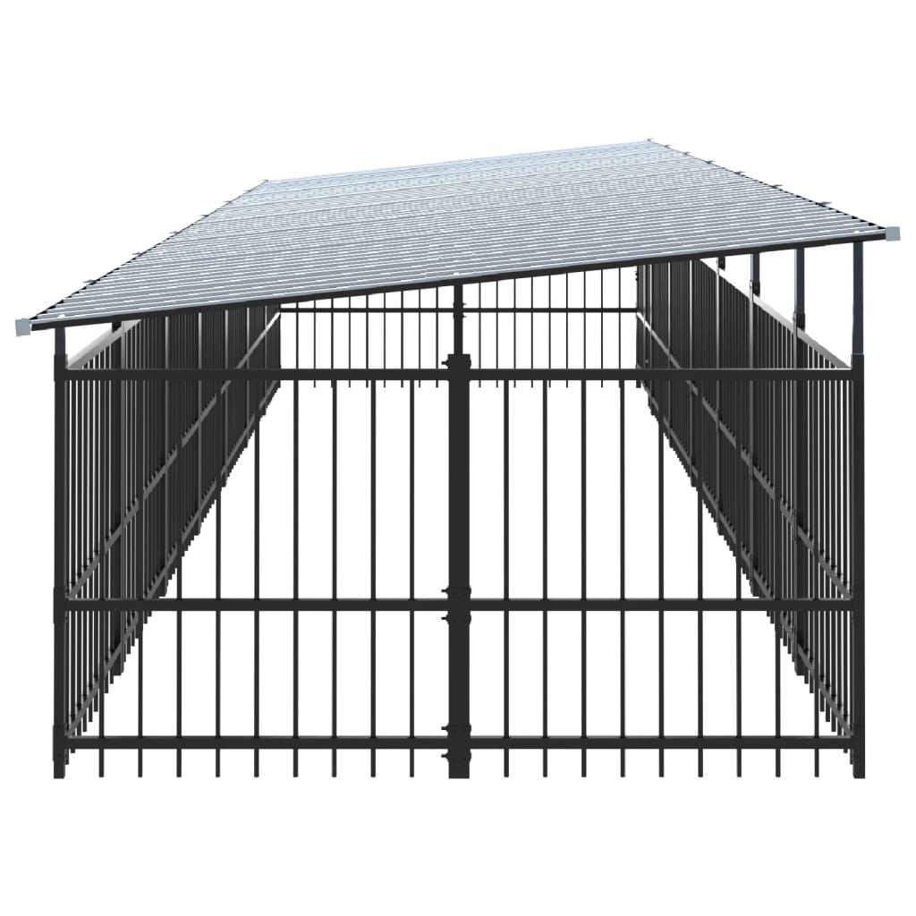 vidaXL Outdoor Dog Kennel with Roof Steel 13.14 m²