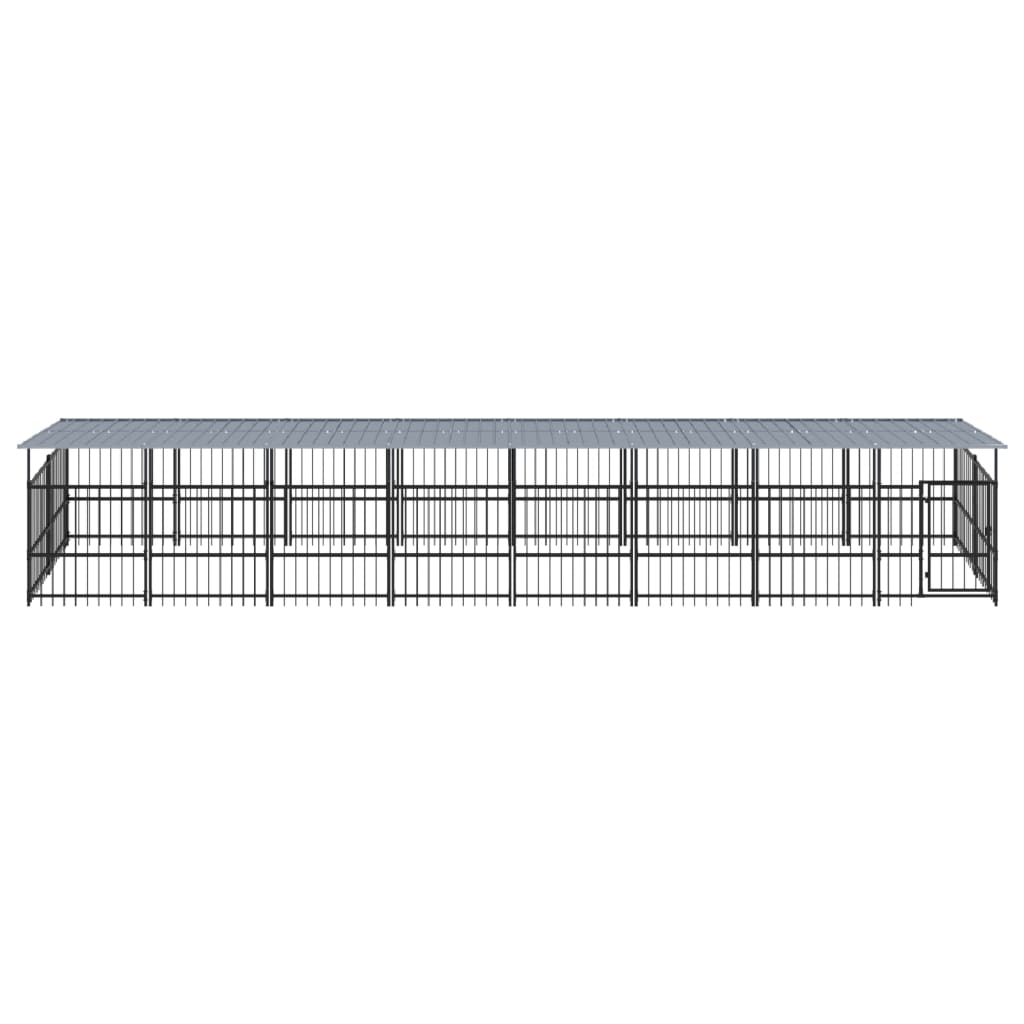 vidaXL Outdoor Dog Kennel with Roof Steel 15.02 m²